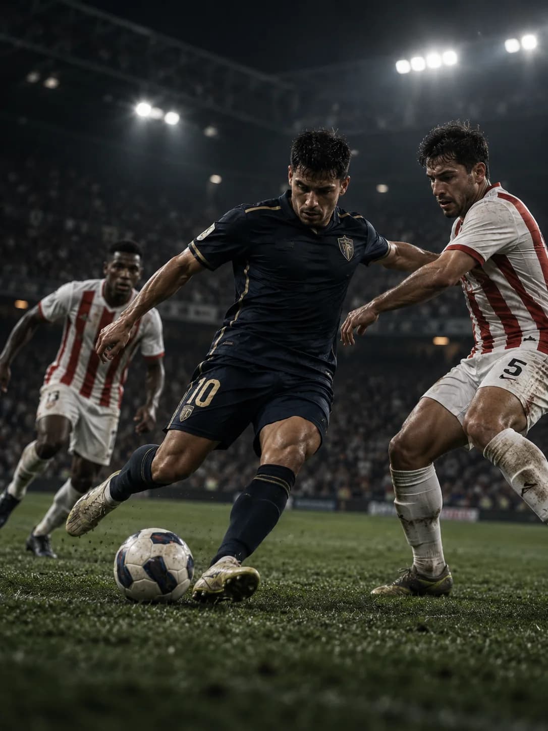 Jugadores de fútbol disputando el balón