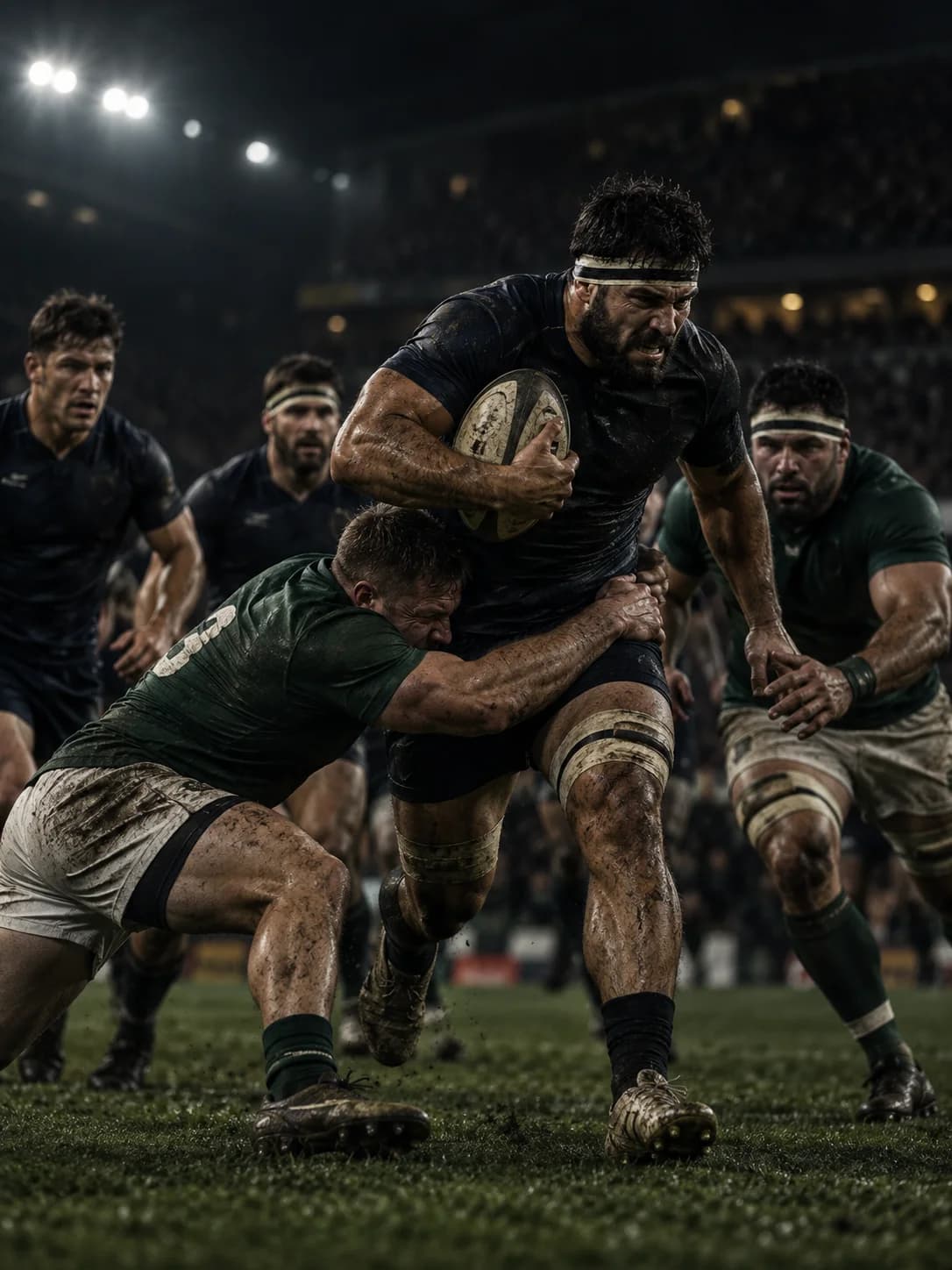 Jugadores de rugby celebrando